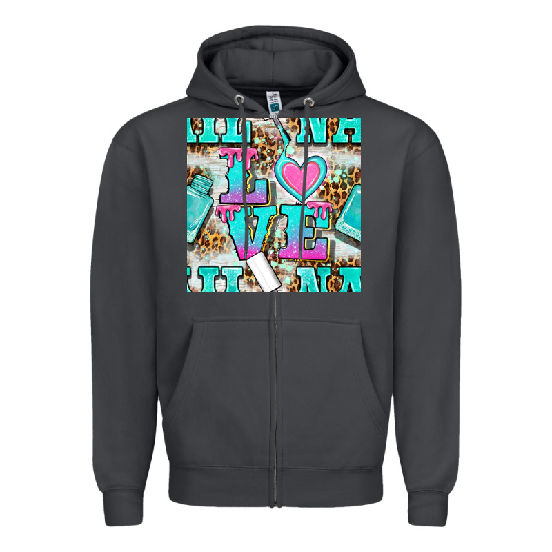Love Nail And Polish With Leopard Seamless Pattern Bbs Zipper Hoodie by BundleAndBundleShop | Teevron