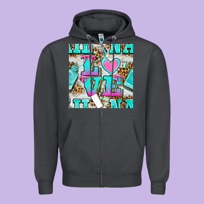 Love Nail And Polish With Leopard Seamless Pattern Bbs Zipper Hoodie Designed By Bundleandbundleshop