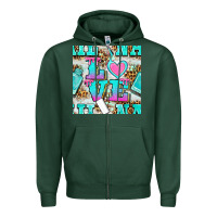 Sports Green love nail and polish with leopard seamless pattern bbs Zipper Hoodie - BundleAndBundleShop