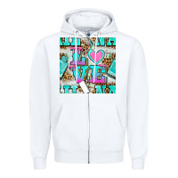 White love nail and polish with leopard seamless pattern bbs Zipper Hoodie - BundleAndBundleShop