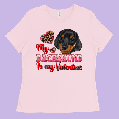 My Dachshund Is My Valentine Ladies Tee Designed By Ranaportraitstore