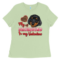 Matcha my dachshund is my valentine Ladies Tee - RanaPortraitStore