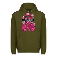 Army Green Warrior Breast Cancer with boxing gloves Premium Hoodie - NancyCooperArtShop