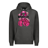Charcoal Heather Warrior Breast Cancer with boxing gloves Premium Hoodie - NancyCooperArtShop