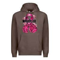 Coffee Warrior Breast Cancer with boxing gloves Premium Hoodie - NancyCooperArtShop