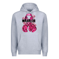 Heather Grey Warrior Breast Cancer with boxing gloves Premium Hoodie - NancyCooperArtShop
