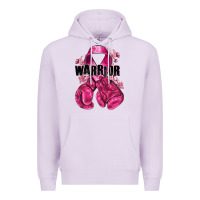 Lilac Warrior Breast Cancer with boxing gloves Premium Hoodie - NancyCooperArtShop