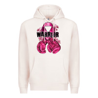Pale Pink Warrior Breast Cancer with boxing gloves Premium Hoodie - NancyCooperArtShop