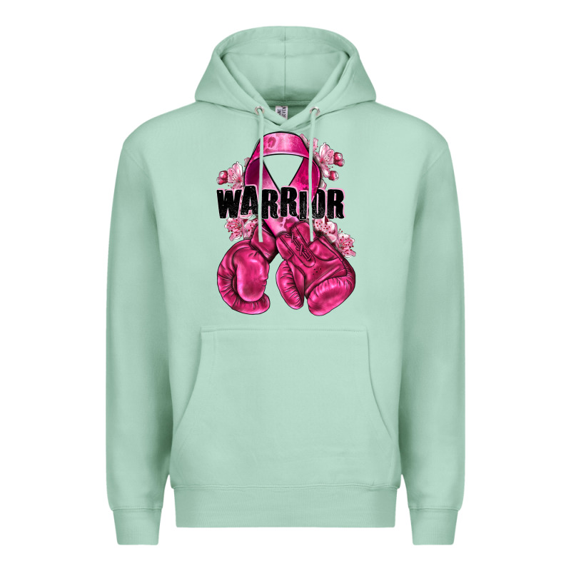 Warrior Breast Cancer With Boxing Gloves Premium Hoodie by NancyCooperArtShop | Teevron
