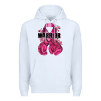 White Warrior Breast Cancer with boxing gloves Premium Hoodie - NancyCooperArtShop
