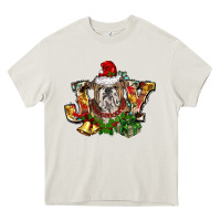 Cream Christmas joy english bulldog Heavy Core Tee - BarkalooDesign
