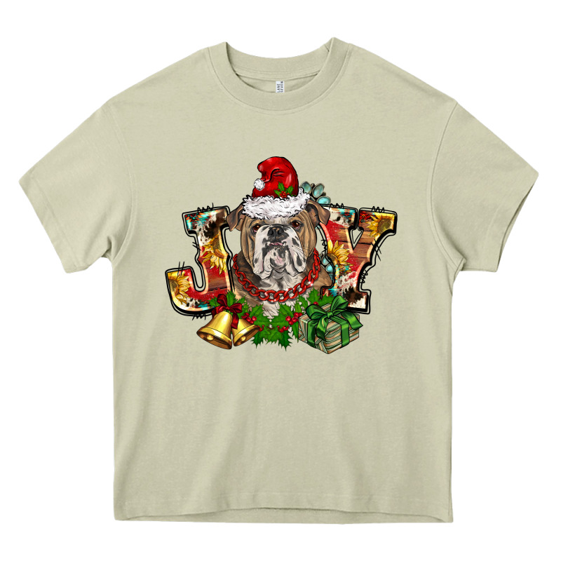Christmas Joy English Bulldog Heavy Core Tee by BarkalooDesign | Teevron