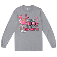 Heather Grey even cupid needs a margarita Long Sleeve Tee - MaliasSmallBusiness