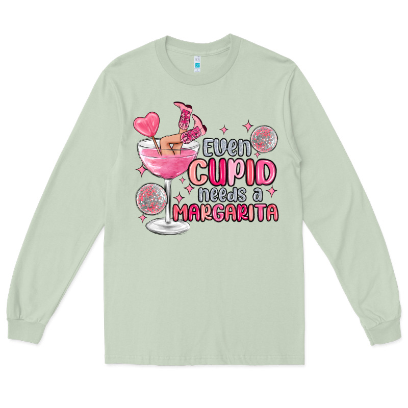 Even Cupid Needs A Margarita Long Sleeve Tee by MaliasSmallBusiness | Teevron