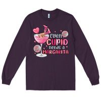 Plum even cupid needs a margarita Long Sleeve Tee - MaliasSmallBusiness