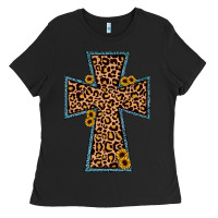 Black leopard sunflower cross Ladies Tee - JahusDesignShop