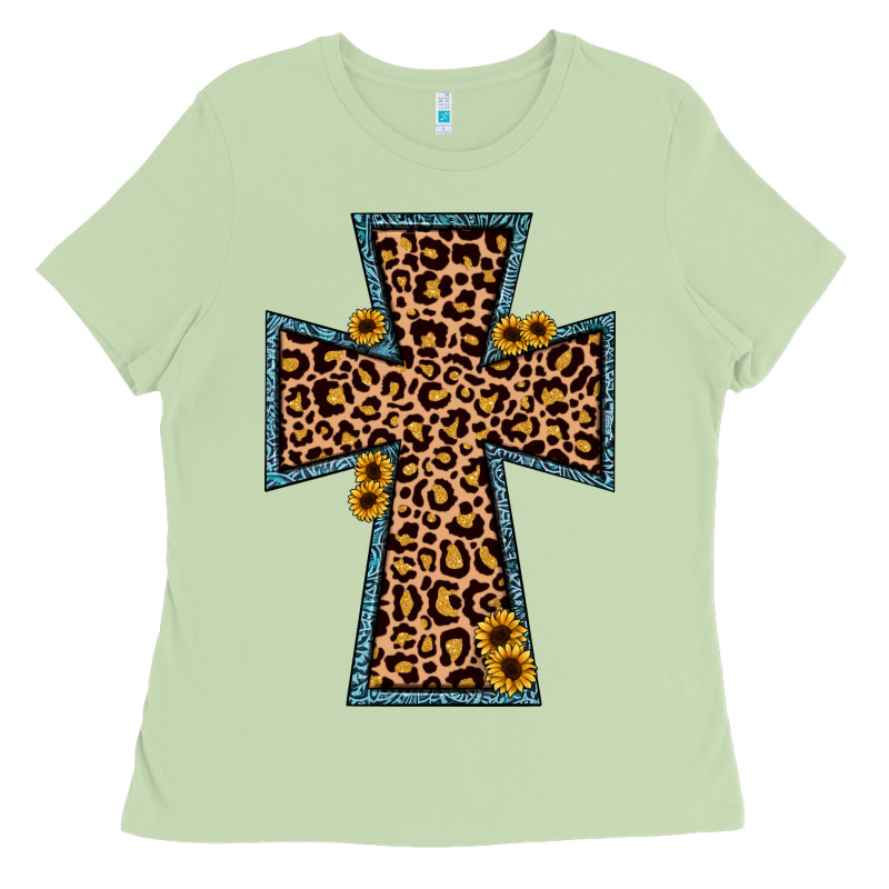 Leopard Sunflower Cross Ladies Tee by JahusDesignShop | Teevron