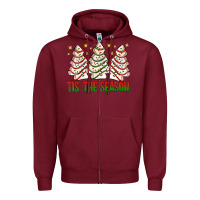 Burgundy tis' the season with christmas cakes  bbs Zipper Hoodie - BundleAndBundleShop