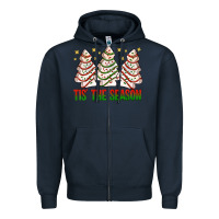 Navy tis' the season with christmas cakes  bbs Zipper Hoodie - BundleAndBundleShop