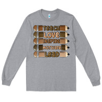 Heather Grey teach love inspire Long Sleeve Tee - MaliasSmallBusiness