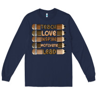 Navy teach love inspire Long Sleeve Tee - MaliasSmallBusiness