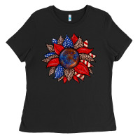 Black American flag leopard sunflower Ladies Tee - Zillion Design Studio