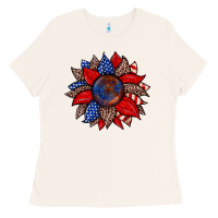 Bone American flag leopard sunflower Ladies Tee - Zillion Design Studio