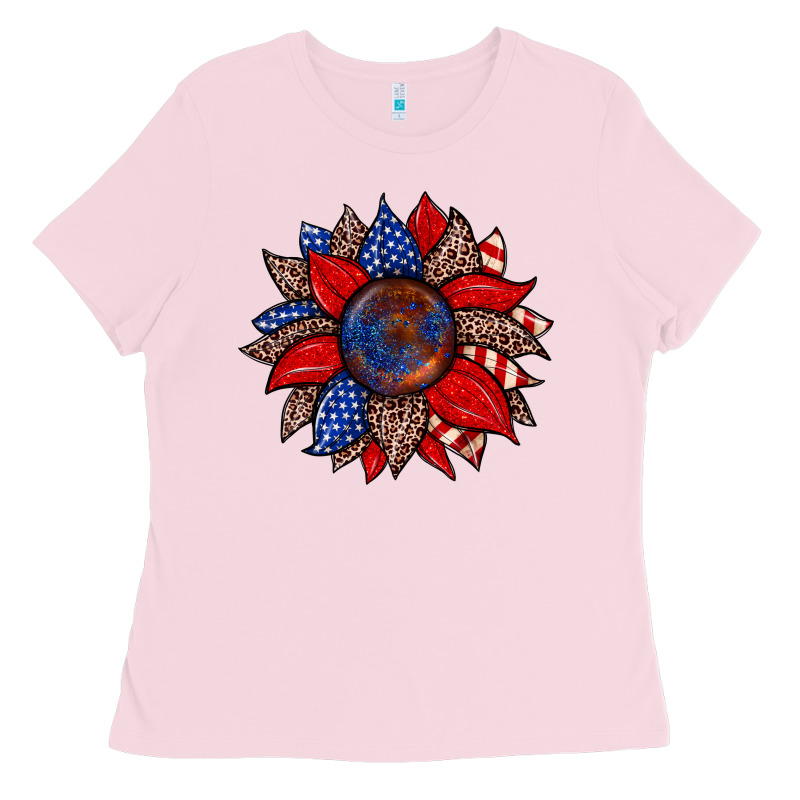 American Flag Leopard Sunflower Ladies Tee by Zillion Design Studio | Teevron
