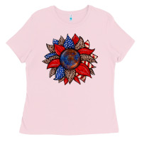 Bubblegum Pink American flag leopard sunflower Ladies Tee - Zillion Design Studio