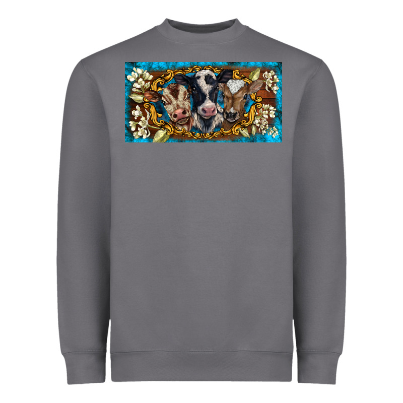 Western Cow Turquoise’s White Flowers License Plate Template Heavyweight Sweatshirt by BarkalooDesign | Teevron