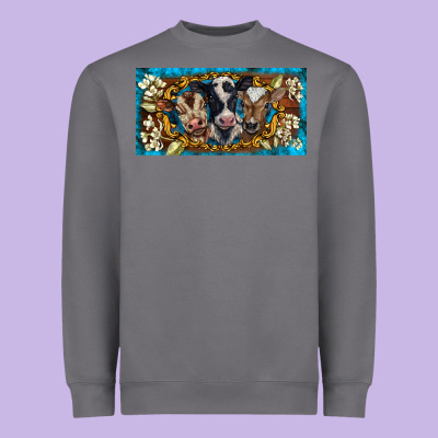 Western Cow Turquoise’s White Flowers License Plate Template Heavyweight Sweatshirt Designed By Barkaloodesign