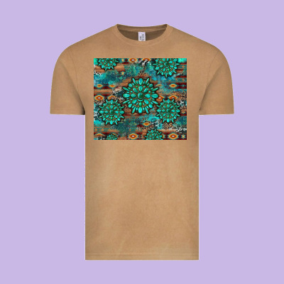 Gemstone Turquoises Aztec Leopard Cowhide Vintage Tee Designed By Artiststas