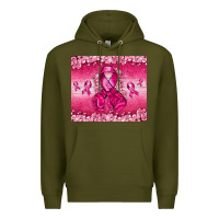 Army Green Breast Cancer with boxing gloves Premium Hoodie - NancyCooperArtShop