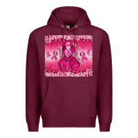 Burgundy Breast Cancer with boxing gloves Premium Hoodie - NancyCooperArtShop