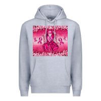 Heather Grey Breast Cancer with boxing gloves Premium Hoodie - NancyCooperArtShop