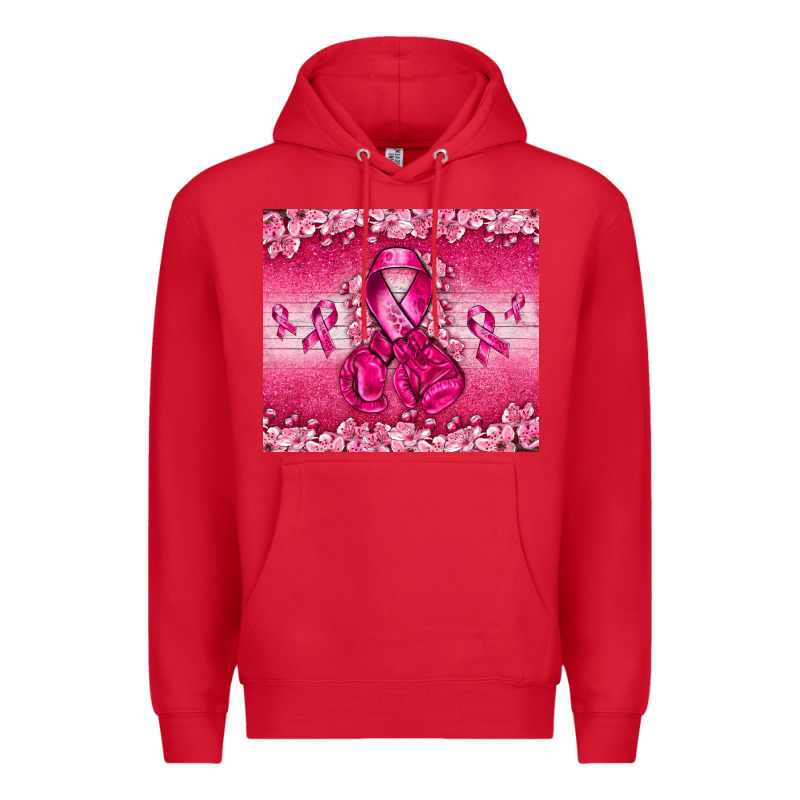 Breast Cancer With Boxing Gloves Premium Hoodie by NancyCooperArtShop | Teevron
