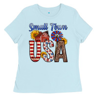 Baby Blue small town usa Ladies Tee - Zillion Design Studio
