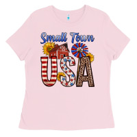 Bubblegum Pink small town usa Ladies Tee - Zillion Design Studio