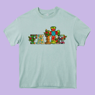Christmas Cross Faith Heavy Core Tee Designed By Ranaportraitstore