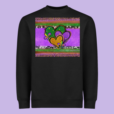 Mardi Gras Hearts And Fleur De Lis Heavyweight Sweatshirt Designed By Jasminsmagicworld
