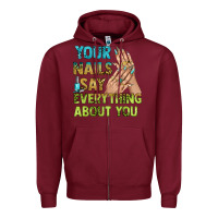 Burgundy your nails say everything about you bbs Zipper Hoodie - BundleAndBundleShop
