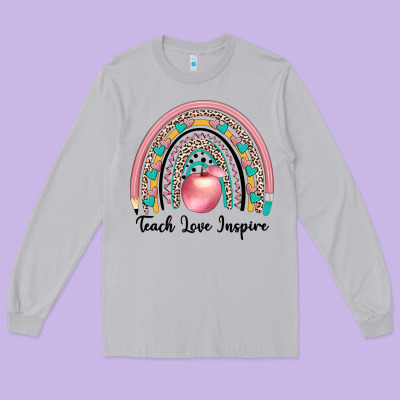 Teach Love Inspire Long Sleeve Tee Designed By Jahusdesignshop