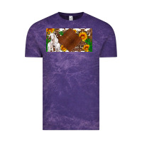 Cloud Purple baby goats and sunflower and cactus with cowhide license plate Vintage Tee - Artiststas