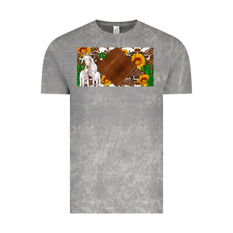Baby Goats And Sunflower And Cactus With Cowhide License Plate Vintage Tee by Artiststas | Teevron