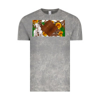 Cloud Rock baby goats and sunflower and cactus with cowhide license plate Vintage Tee - Artiststas