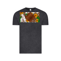 Vintage Black baby goats and sunflower and cactus with cowhide license plate Vintage Tee - Artiststas