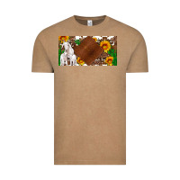 Vintage Coffee baby goats and sunflower and cactus with cowhide license plate Vintage Tee - Artiststas