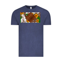 Vintage Denim baby goats and sunflower and cactus with cowhide license plate Vintage Tee - Artiststas
