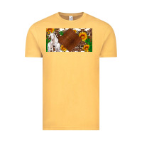 Vintage Mustard baby goats and sunflower and cactus with cowhide license plate Vintage Tee - Artiststas