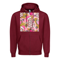 Burgundy christmas cake and pink mug seamless pattern bbs Zipper Hoodie - BundleAndBundleShop